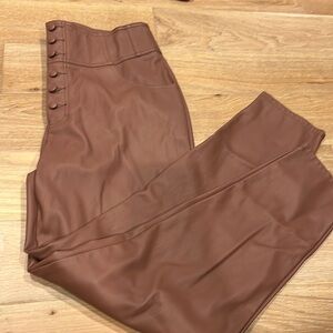 BAR III Women's Light Brown‎ Skinny Leg Faux Leather Dress Pants Size 10